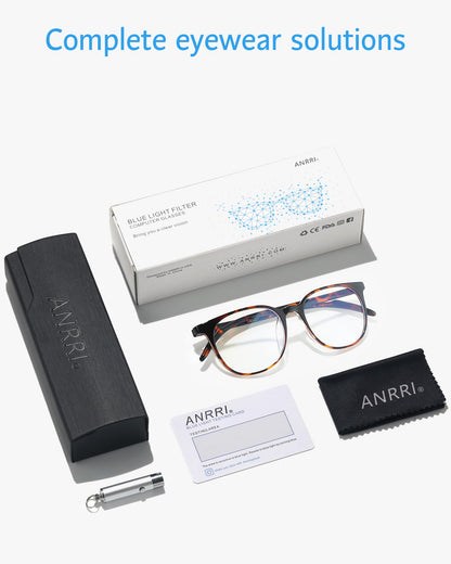 ANRRI Blue Light Blocking Glasses Anti Eye Strain Computer Glasses Filter UV400 Lightweight Frame Eyeglasses for Women Men