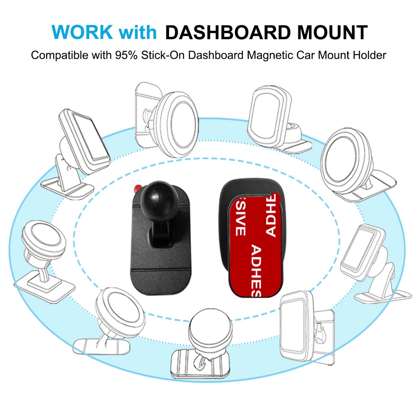 AZXYI Very High Bond Car Adhesive, 9 PCS Dashboard Sticky Adhesive Replacement, Double Sided Sticky Pads Sticker Tapes for Mounting Windshield Dashboard Magnetic Phone Car Mount and Dash Cam