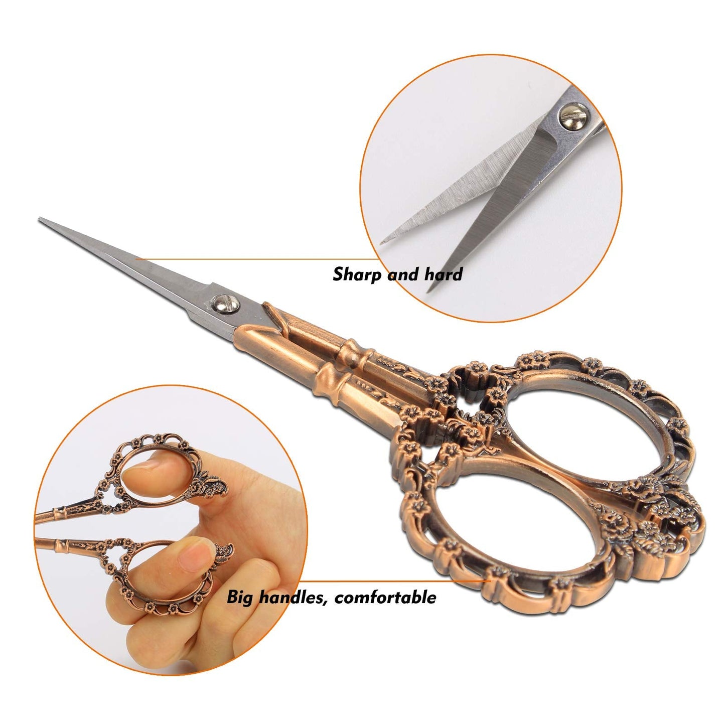 Hisuper 4.5inch Sewing Embroidery Scissors with Leather Scissors Cover, Crafting Sharp Scissor Stainless Steel Craft Shears Scissor for Needlework Manual Sewing Handicrafts Tool