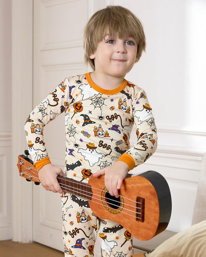 Bamboo Viscose Toddler Halloween Pajamas Boys Girls Kids Baby 2pcs Long-Sleeve Pyjamas Set 4-5T Snug fit Sleepwear Pjs