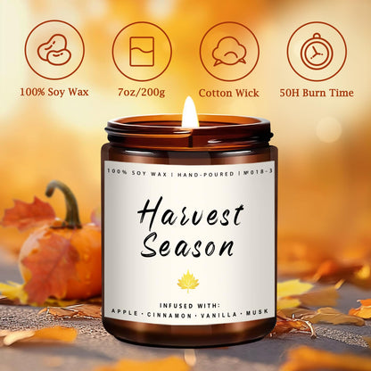 Auelife Fall Candle Set | 4 Pack Scented Candles for Home - Candle Gifts for Women Men, Soy Candles Home Scented | Autumn Fragrance of - Apple Pie/Cinnamon/Harvest/Wreath