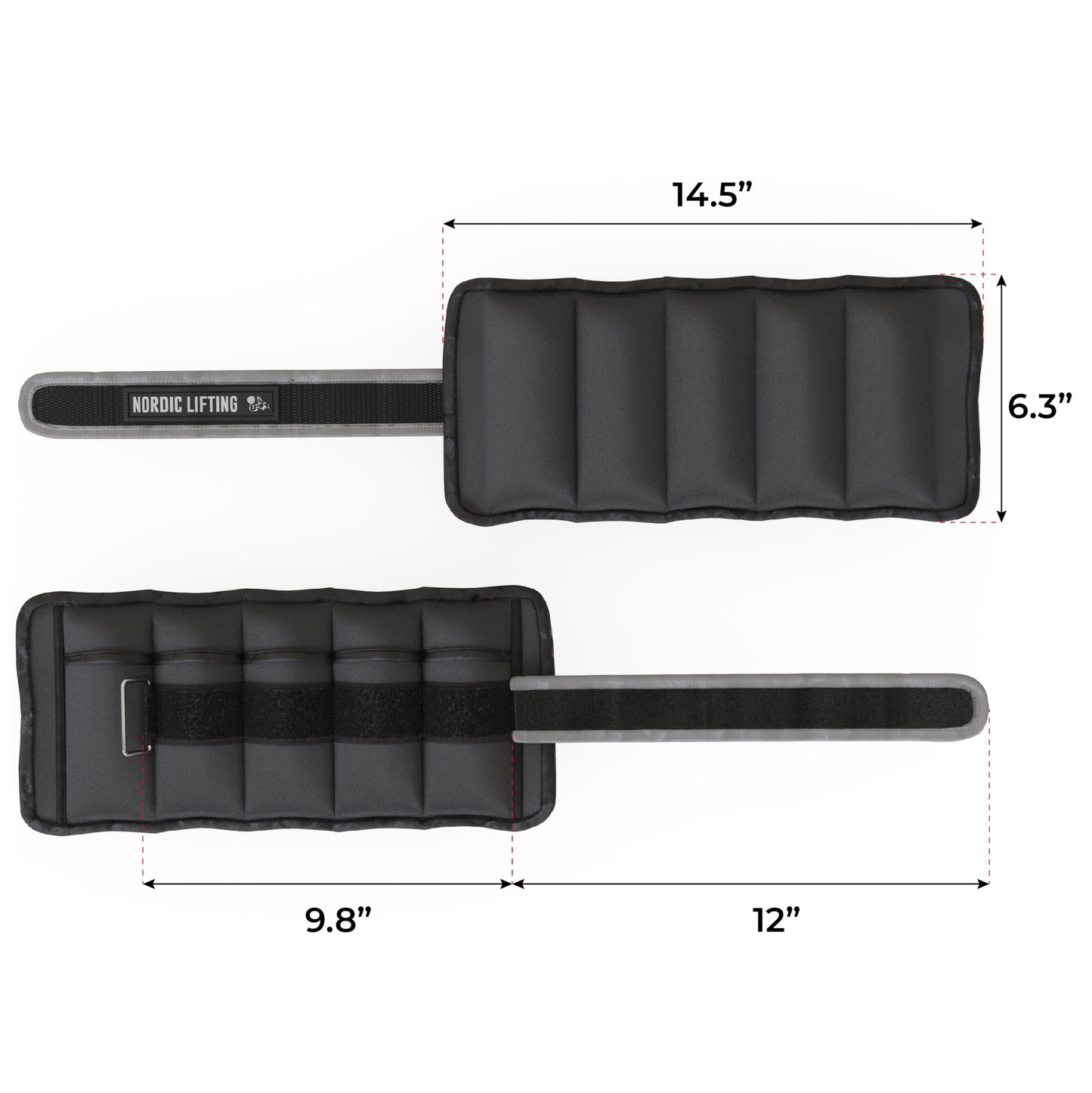 Adjustable Ankle Weights for Women and Men - 1 Pair 2 4 6 8 10 Lbs - Strap to Wrist, Hand or Leg for Gym & Yoga - Workout Equipment to Boost Weight Loss by Nordic Lifting