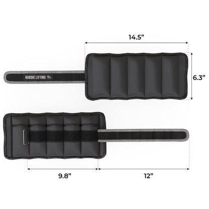 Adjustable Ankle Weights for Women and Men - 1 Pair 2 4 6 8 10 Lbs - Strap to Wrist, Hand or Leg for Gym & Yoga - Workout Equipment to Boost Weight Loss by Nordic Lifting