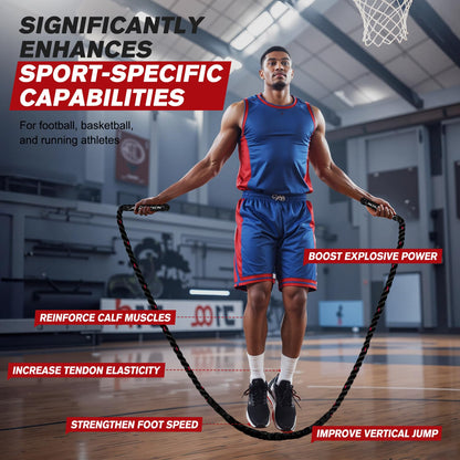 HPYGN Weighted Heavy Skipping/Jump Rope 9.2ft 2.8LB for fitness, Exercise, boxing Gym Training, Home Workout, Improve Strength and Building Muscle, Total Body Workout Equipment for Men