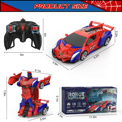 BLUEJAY Transform Rc Cars for Boys 4-7 8-12, 2.4Ghz Remote Control Car 1:18 Scale Transforming Robot, One-Button Deformation 360° Rotation Car Toy Gifts for Boys 3-5