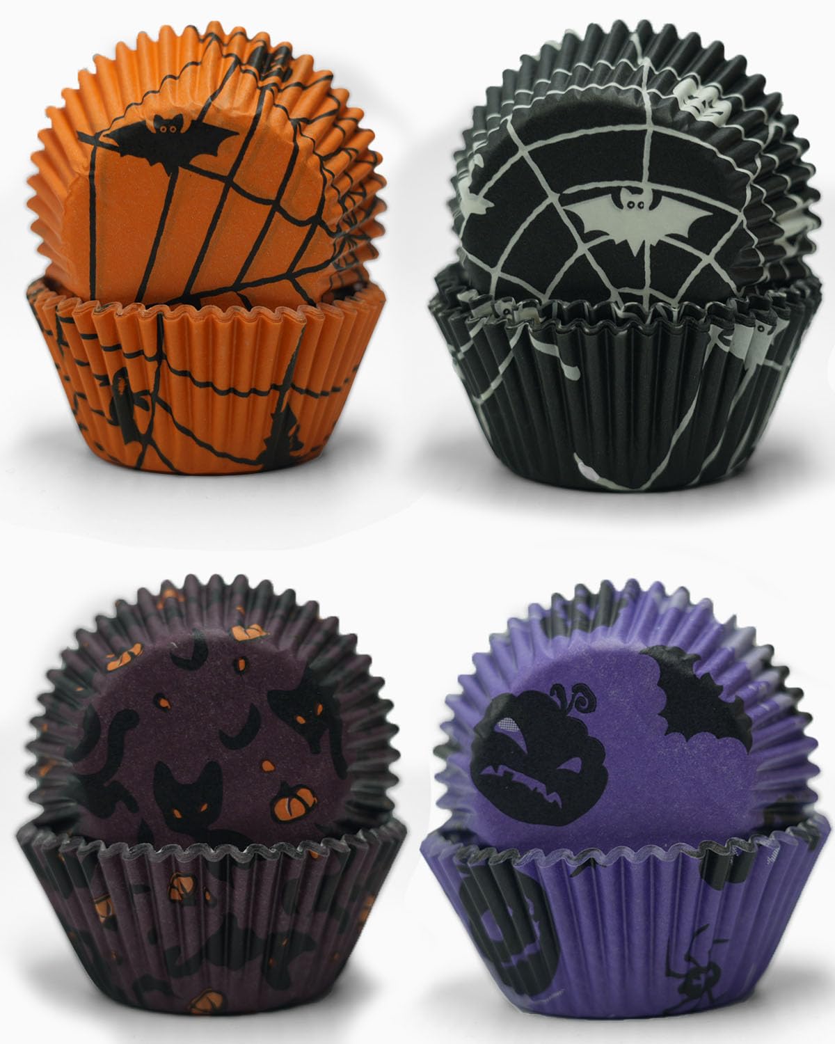 Bake Choice 400 pcs Halloween Mini Cupcake Liners with 12 pcs Cupcake Toppers, Mini Cupcake liners for baking, Halloween Cupcake Decorations