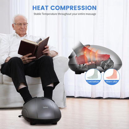 Breo Foot Massager with Heat, Deep Tissue Kneading, Shiatsu Massage Machine for Relax, Relieve Foot Pain, Plantar Fasciitis, Fits Feet Up to Men Size 12, Mother's Day Gift