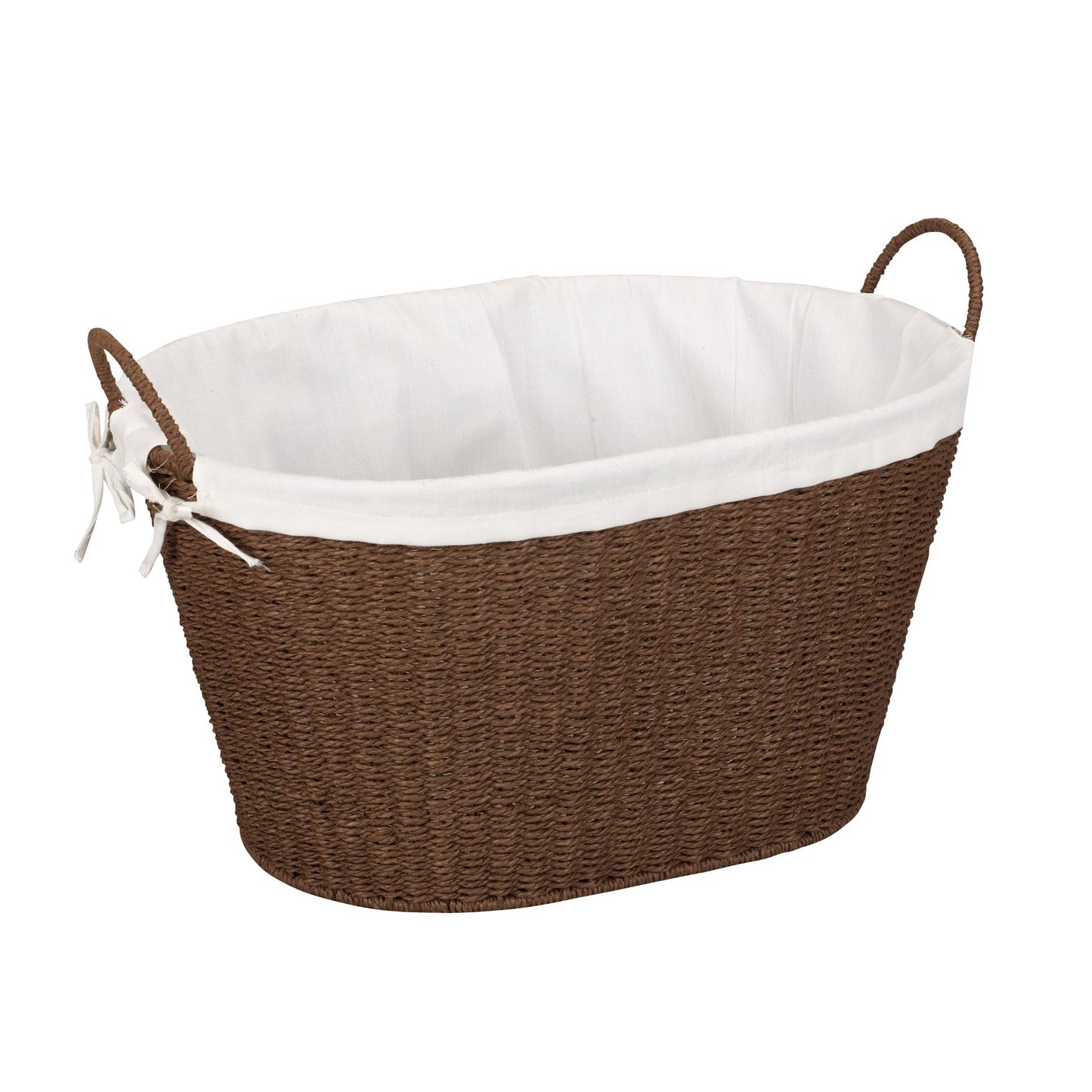 Household Essentials Paper Rope Woven Oval Laundry Basket, Brown