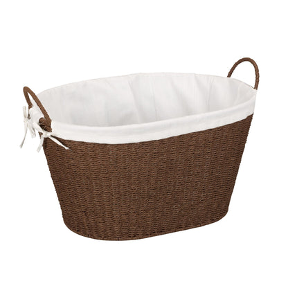 Household Essentials Paper Rope Woven Oval Laundry Basket, Brown
