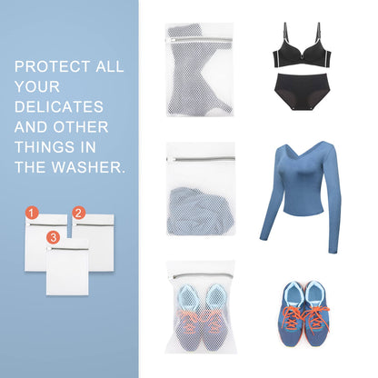 3Pcs Durable Honeycomb Mesh Laundry Bags for Delicates 12 x 16 Inches (3 Medium)