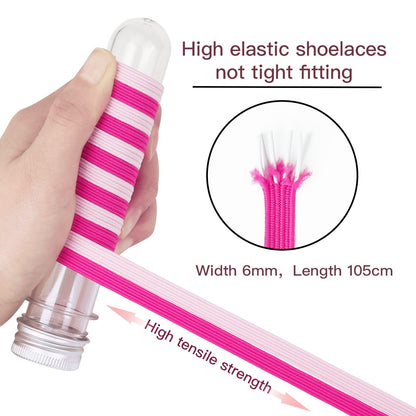 Booyckiy No Tie Elastic Shoelaces for Kids, Adults and Elderly, Adjustable Tieless Shoe Laces for Sneakers Boots and Casual Shoes - 16 Colors, 41 inch, White