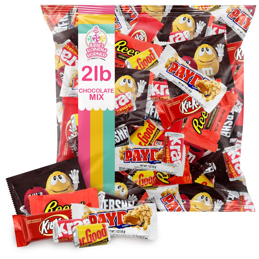 Assorted Chocolate Candy Mix - Individually Wrapped Milk, Dark, and White Chocolates - 2lb Bulk Variety Pack for Snacking, Sharing, and Gifting - Ideal for Home, Office, and Events