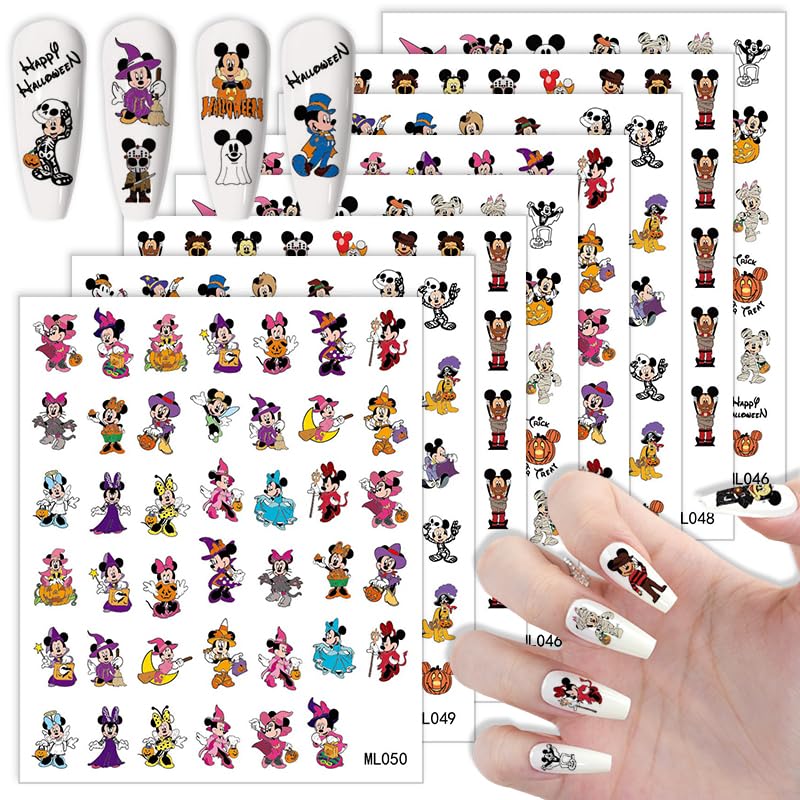 8 Sheets Laser Halloween Nail Art Stickers - Cute Ghost Cartoon Self Adhesive Nail Design Stickers - Supply Laser Pumpkin Ghost Nail Decals for Women Girls DIY Manicure