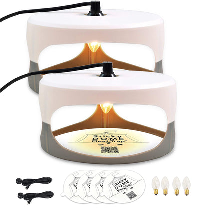 ASPECTEK Sticky Dome Flea Trap, Odorless Glue Trap with 2 Sticky Discs, Effective Bed Bug Killer and Flea and Tick Treatment, Indoor Insect Trap for Bugs, 2 Packs in White and Light Gray