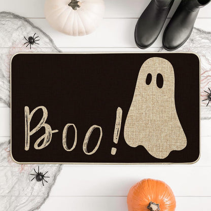 Artoid Mode Ghost Boo Decorative Doormat, Seasonal Fall Halloween Holiday Low-Profile Floor Mat Switch Mat for Indoor Outdoor 17 x 29 Inch
