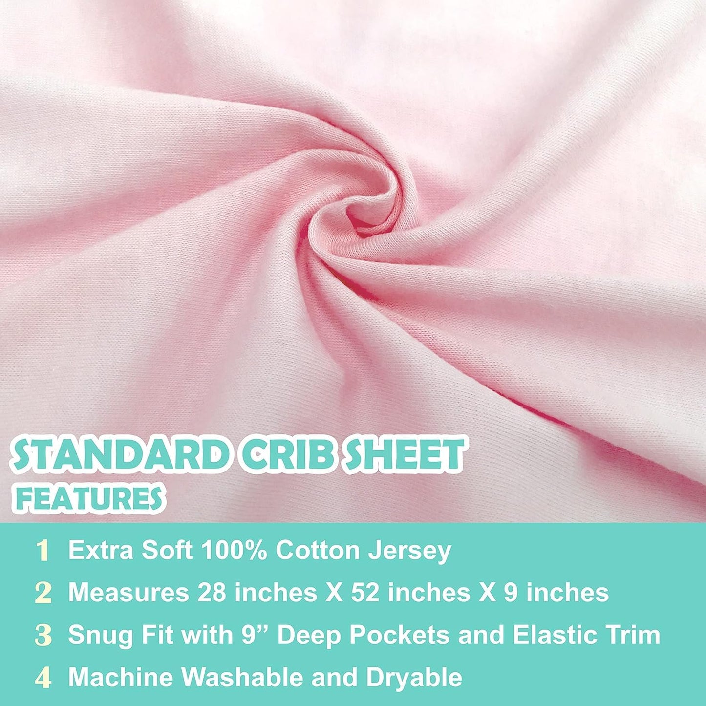 American Baby Company 100% Natural Cotton Fitted Crib Sheet 52" x 28" - Soft, Breathable, Hypoallergenic & Gentle Toddler Bed Sheet, Baby Pink, Neutral for Boys & Girls