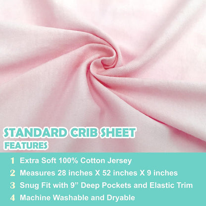 American Baby Company 100% Natural Cotton Fitted Crib Sheet 52" x 28" - Soft, Breathable, Hypoallergenic & Gentle Toddler Bed Sheet, Baby Pink, Neutral for Boys & Girls