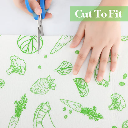 Amyhill 10 Pcs Refrigerator Shelf Liners Absorbent Fridge Mats Washable Fridge Drawer Liners for Shelves, Kitchen, Home, Cabinet, Trays(Fruits, 12 x 24 Inch)