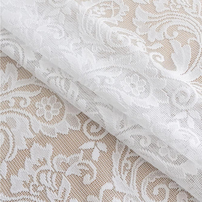 ALIGOGO Lace Cafe Curtains 30 inch Length - Privacy Mini Curtain for Bathroom Window Front Door, Elegant Short Half Scalloped Cabinet Curtains for Small Windows 2 Panels, 26" x 30" White