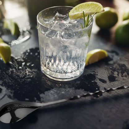 Homestia 12-Inch Skull Bar Spoon, 304 Stainless Steel Cocktail Spoon for Layering Long Spiral Handle Mixing Spoon Stirrers for Drink Black