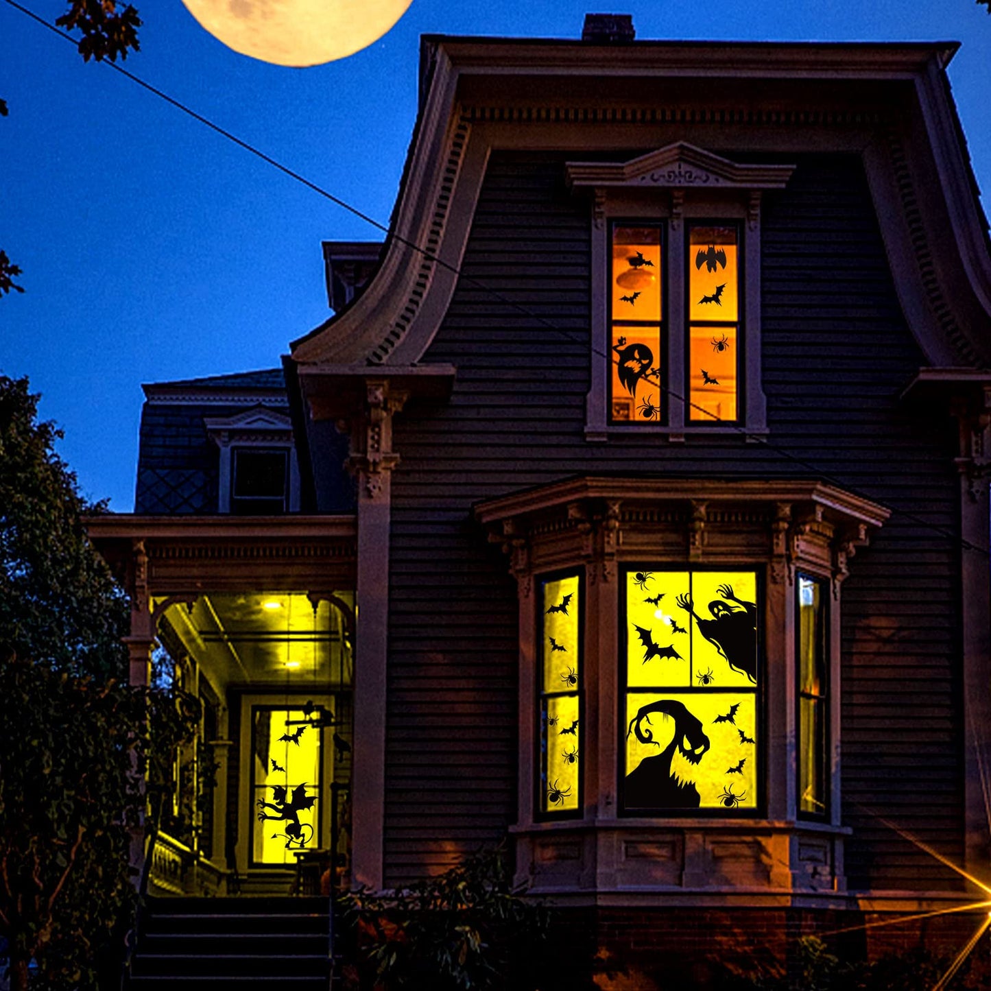 Hidreas Large Halloween Window Clings Stickers, Halloween Window Decorations Halloween Window Silhouette for Windows Glass Walls