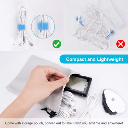 Belifu 4 Independent Channel TENS EMS Unit, 24 Modes,30 Level Intensity Muscle Stimulator Machine, Rechargeable Electric Pulse Massager with 10 Pads&5 Set Leads Wires, for Pain Relief Therapy(Black)