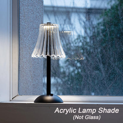 HEQET Cordless Table Lamps for Home,Table,Dining Room, Gold Rechargeable Lamps, USB Charge 12'' Tall LED Brass Portable Outdoor Indoor Table Lamp with Built-in Dimmer (Black-White)