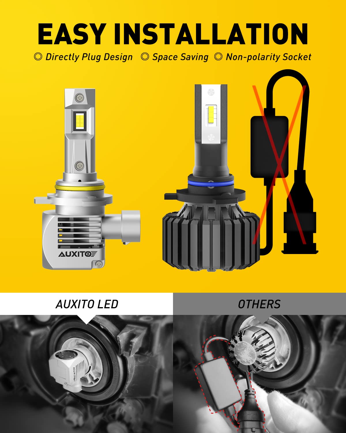 AUXITO 9012 HIR2 Bulbs, 30000LM High Bright 6000K Cool White, CanBus Ready Driving Light with 16000RPM Cooling Fan, Plug-N-Play Halogen Raplacement for 9012 HIR2 Fog Light, Pack of 2