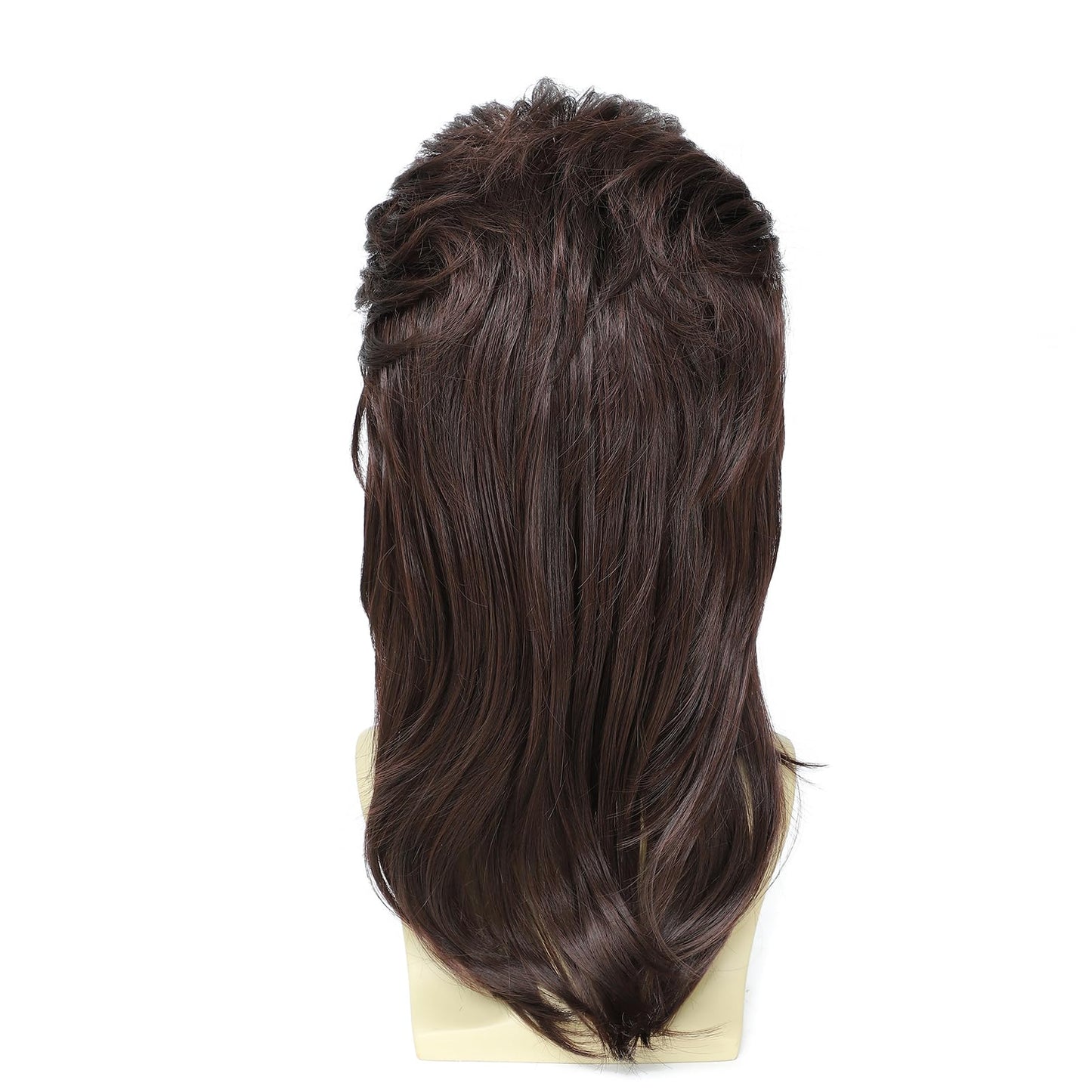 Auguyist Mullet Wig for Men, Joe Dirt, Emo, 80s Costume, Halloween Accessory (Dark Brown)