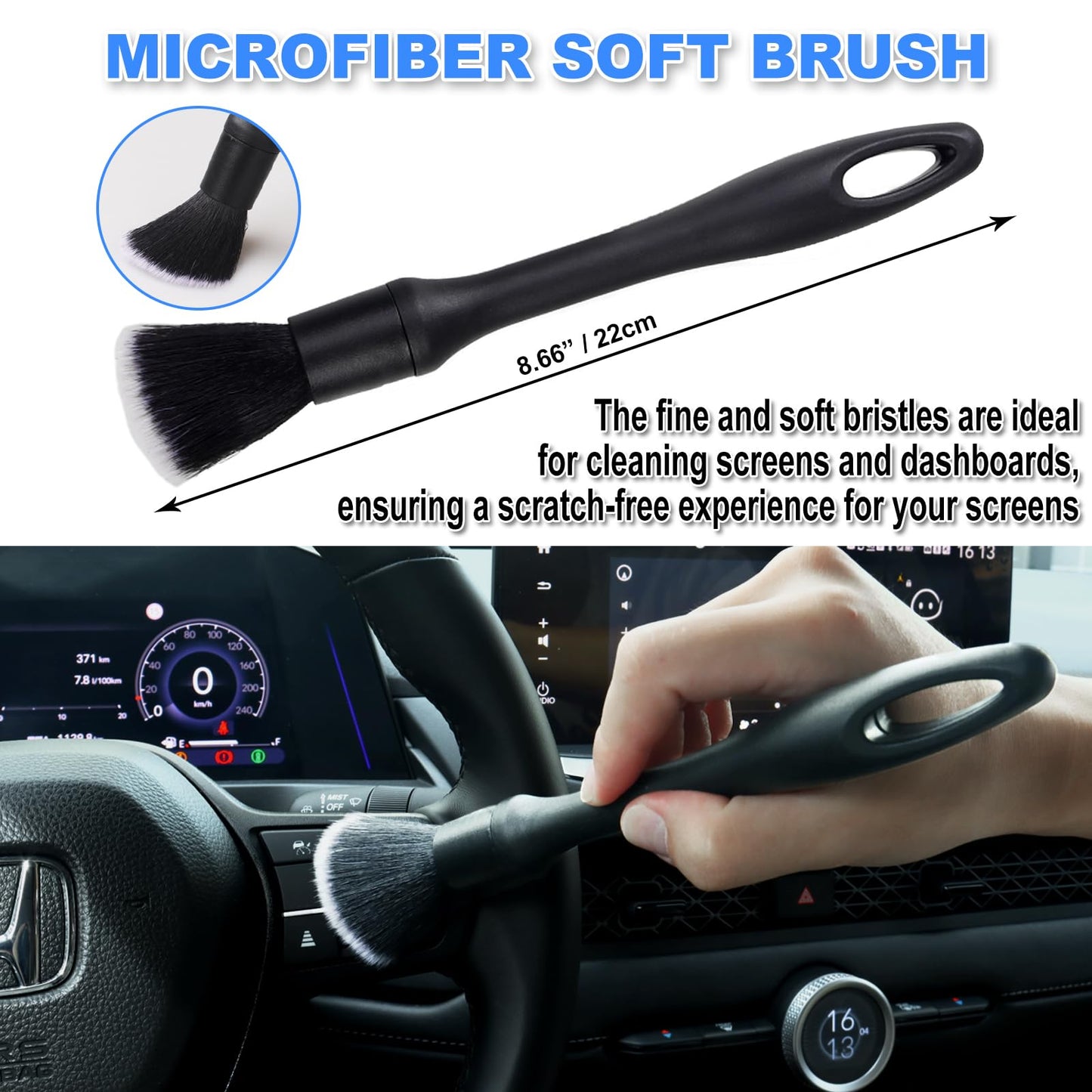 7PCS Car Detailing Brush Set, Ultra Soft Boars Hair Car Interior Detailing Brushes, Car Interior Detailing Kit, Car Cleaning Gel Supplies Kit, Car Dust Brush, Car Accessories for Truck, SUV, Interior
