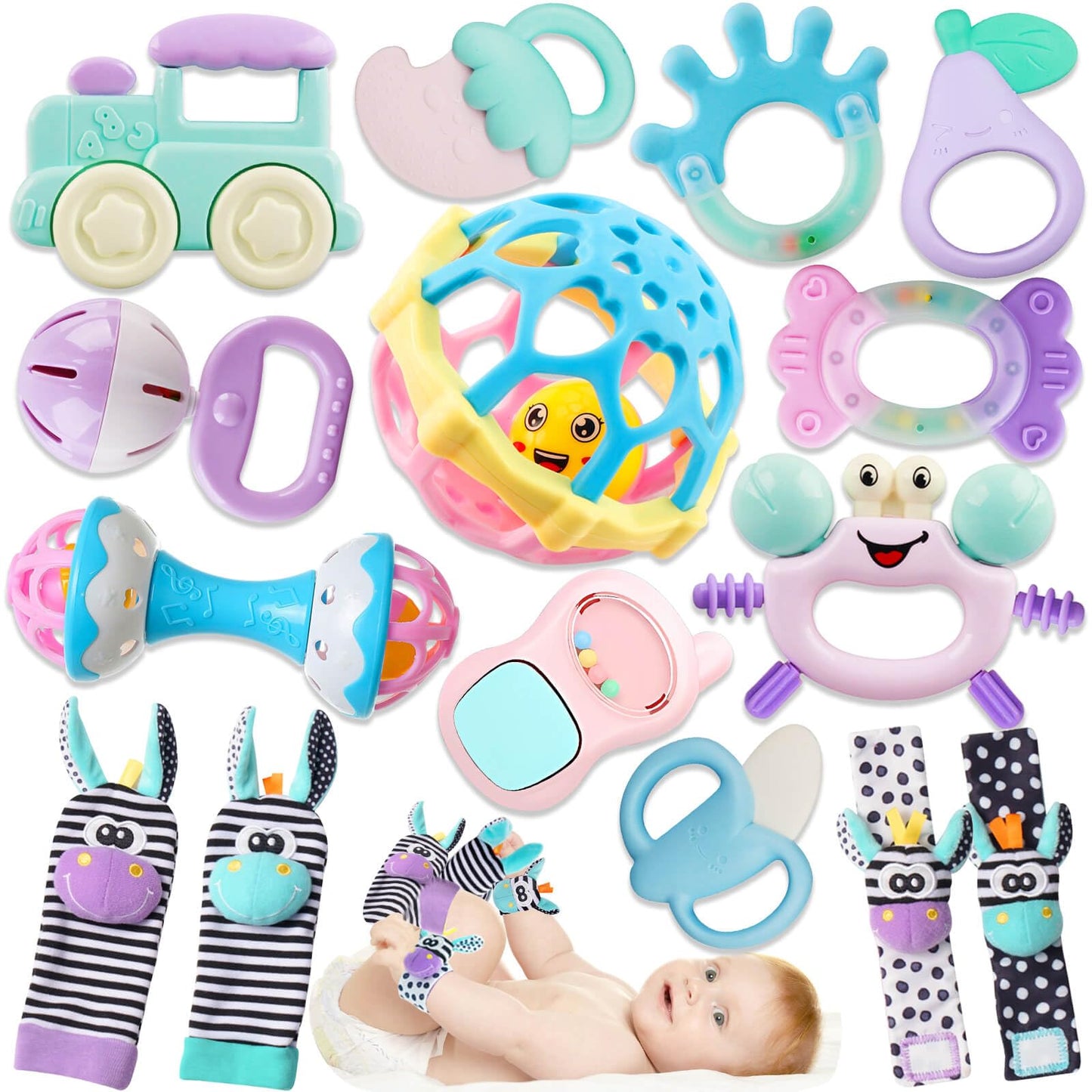 Baby Rattles 0-6 Months: Baby Toys Rattles for Babies 6-12 Months Infant Toys 0-3 Months Newborn Toys Teething Toys 3-6 Months - Baby Rattle Socks Baby Gifts for Boy Girl