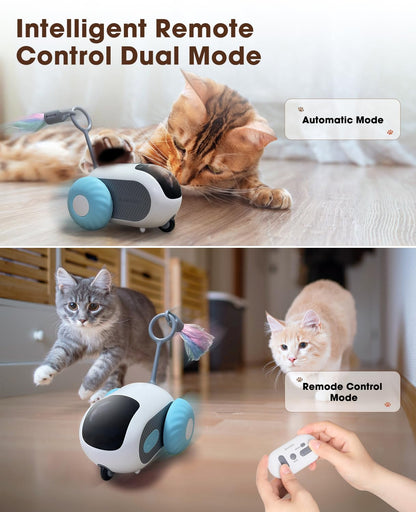 AIPERRO Cat Toys for Indoor Cats, Smart Interactive Cat Toy with Two-Speed Adjustment, Remote Control USB Rechargeable Automatic Cat Exercise Toys for Bored Indoor Adult Cats Kittens (Blue)