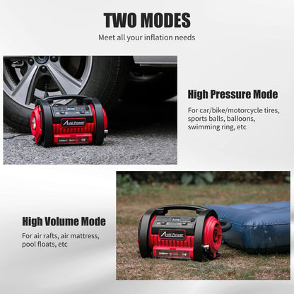 AVID POWER Tire Inflator Portable Air Compressor, 12V DC 110V AC Car Tire Pump, Air Mattress Pump with Inflation and Deflation Modes, Dual Powerful Motors, Digital Pressure Gauge
