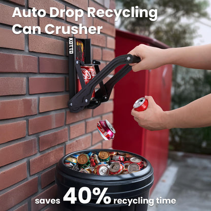 Can Crusher with Auto Drop Recycling | Built-in Bottle Opener | Crushes 12-16oz Cans | Includes Kitchen Storage Bag | Heavy Duty Metal Design, Space Saving & Hands-Free Operation- Halloween gifts