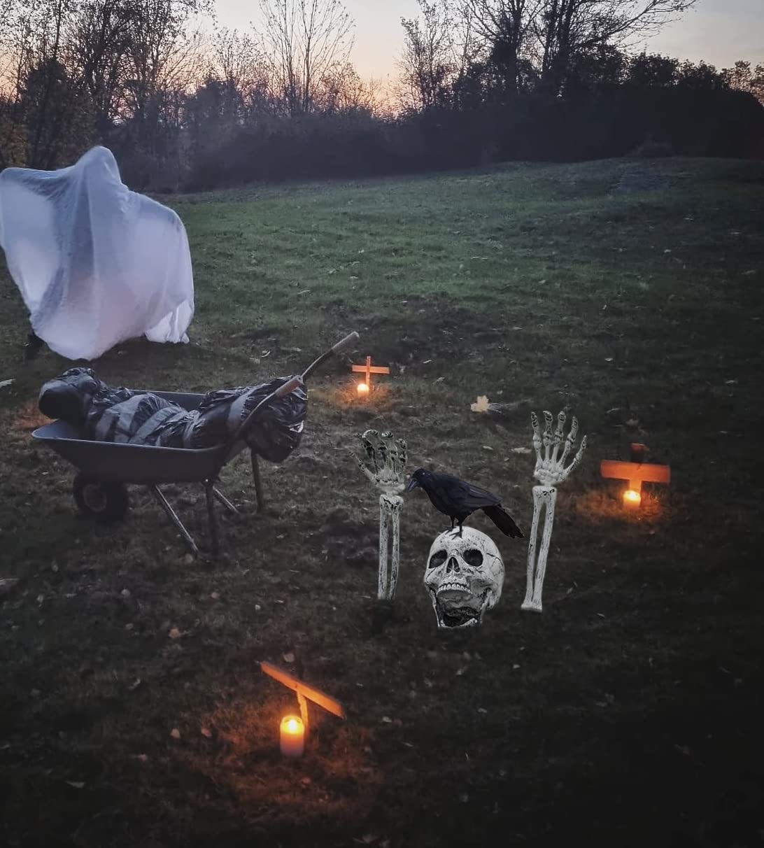 AOGU Halloween Decorations Realistic Skeleton Stakes Outdoor Indoor Yard Lawn Garden Groundbreakers Haunted House Decorations