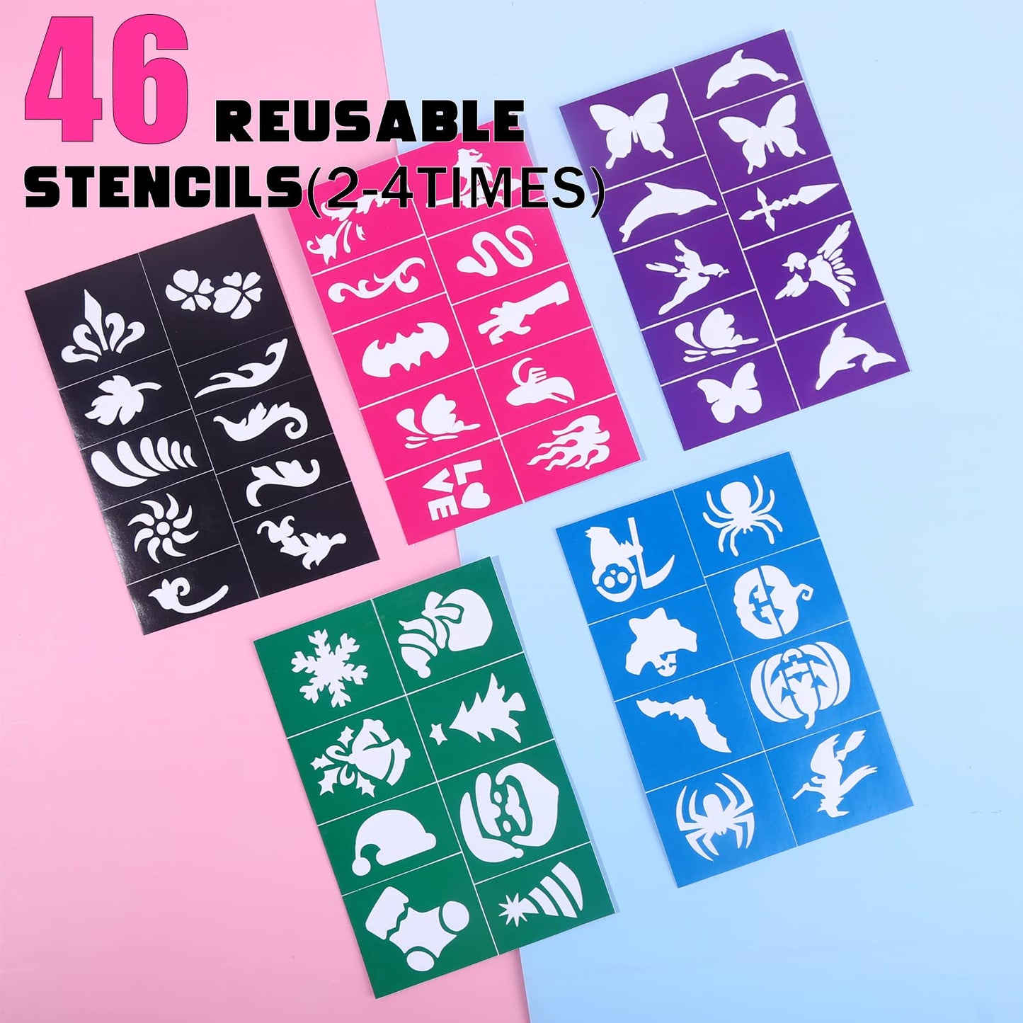 BOBISUKA Face Painting Kit for Kids - 16 Colors Water Based Body Face Paint Includes Brushes,Sponges,Glitters,Gem Sheet,Instructions,Stencils for Halloween Party Costume SFX Makeup