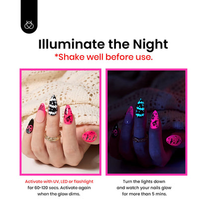 Beetles Hot Pink Gel Nail Polish - Luminous Pink Gel Polish 15ml Glow in the Dark Pink Halloween Soak Off Uv LED Nail Lamp Nail Art Manicure Salon DIY Home for Women Girls