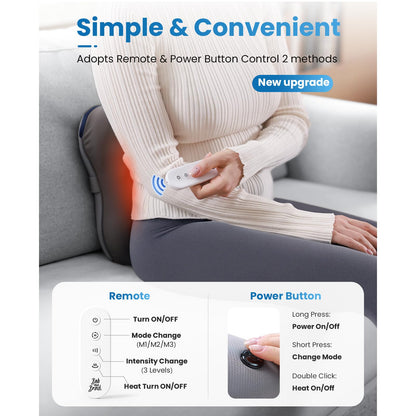 BOB AND BRAD Back Massager with Heat and Remote, EZBack Plus Neck Massager for Pain Relief Deep Tissue, Shiatsu Massage Pillow with 3 Level for Full Body, FSA HSA Eligible Ideal Gifts for Women Men ﻿