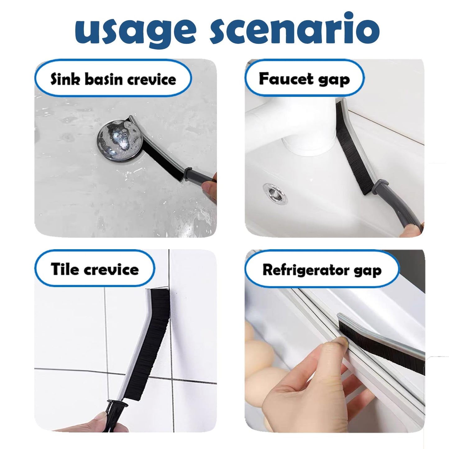 Betanull Crevice Cleaning Brush Set, Multi-Purpose Hard Bristle Brushes for Deep Cleaning Kitchen, Bathroom, Grout, Sink, Cup, Teapot, Bottle, Blender, Corners, Tight Spaces & More