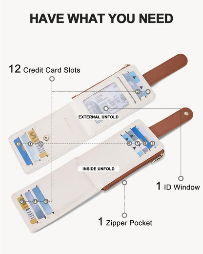BOSTANTEN Slim Wallet Women RFID Blocking Card Holder Leather Bifold Wallet with Zipper Pocket Beige＆Brown