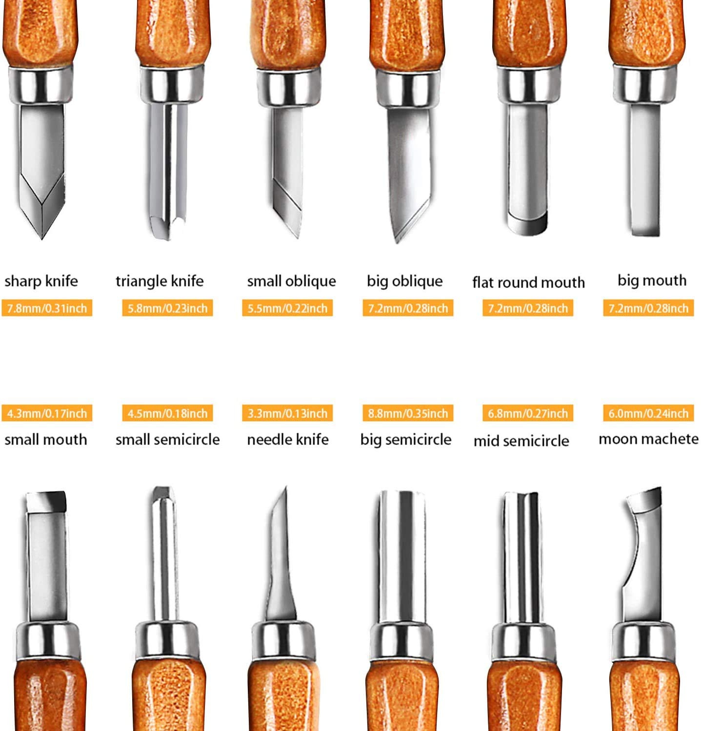 AUGSUN Wood Carving Knife Set - 20 PCS Hand Carving Tool Set for DIY Sculpture Carpenter Experts & Beginners