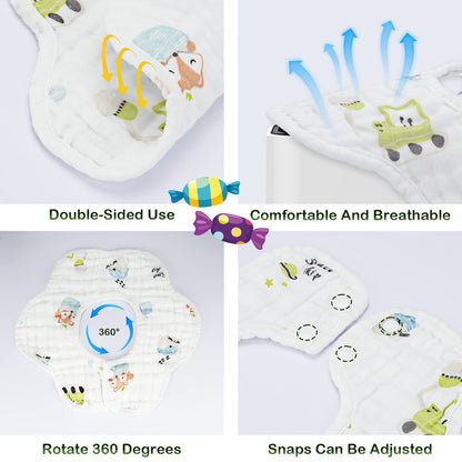 8-Pack 360° Rotate Organic Cotton Baby Bibs, Newborn Muslin Bibs For Teething And Drooling,Unisex Baby Bibs For Toddler, Adjustable With Snaps, Super Soft & Absorbent Baby Bibs For Boys And Girls.