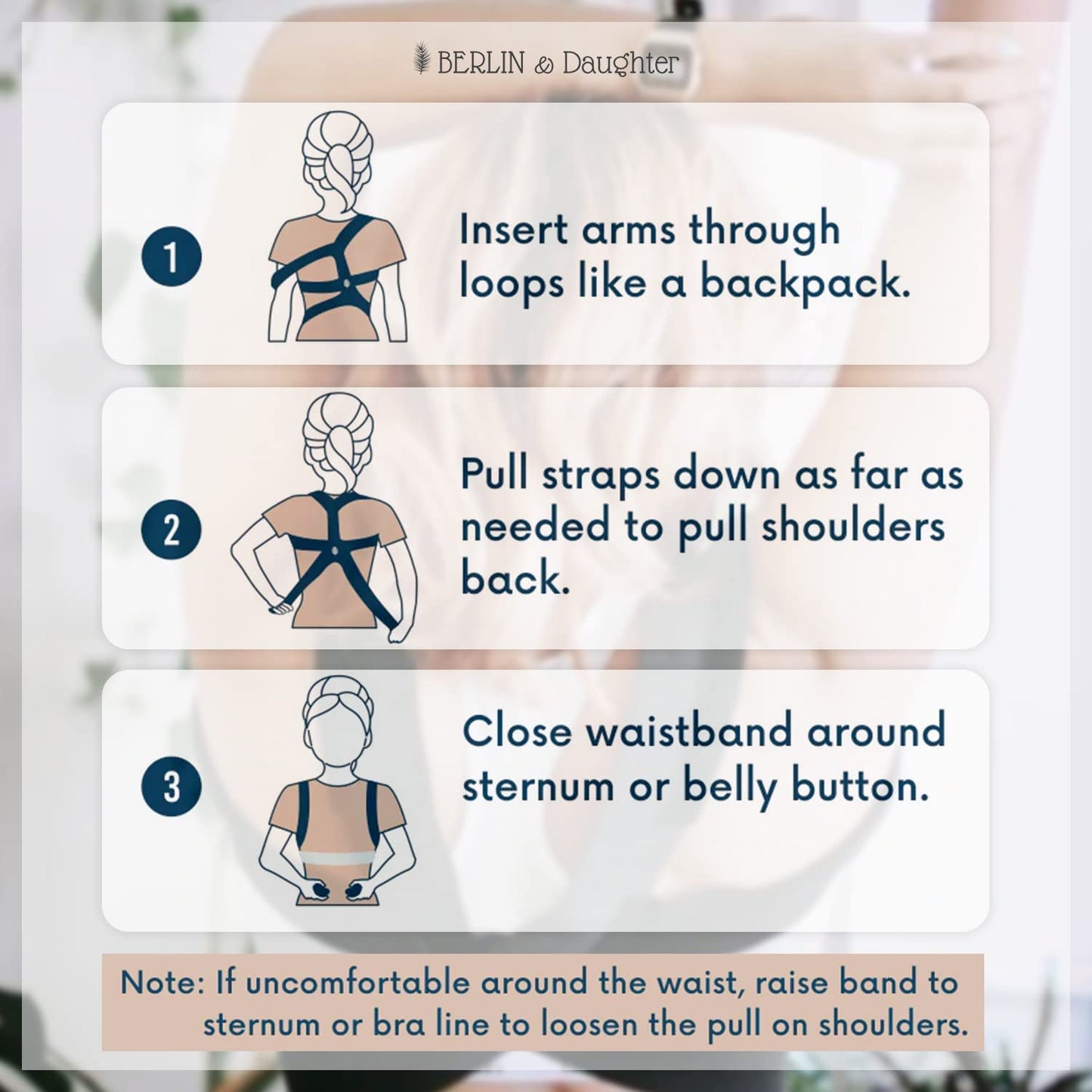 Berlin & Daughter Posture Corrector - Fully Adjustable Breathable Clavicle Chest Back Support Brace for Improves Posture & Provide Lumbar Support Back Pain Relief - Perfect for Men & Women - Medium