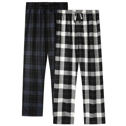 BAMBOO COOL Men's Pajama Bottoms Plaid Pajamas Pants for Men Soft Long Lounge Woven Pj Sleep Pant with Pockets