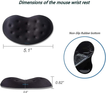 BRILA Ergonomic Memory Foam Mouse Wrist Rest Support Pad Cushion for Computer, Laptop, Office Work, PC Gaming - Massage Holes Design - Wrist Pain Relief (Black Mouse Wrist Rest)