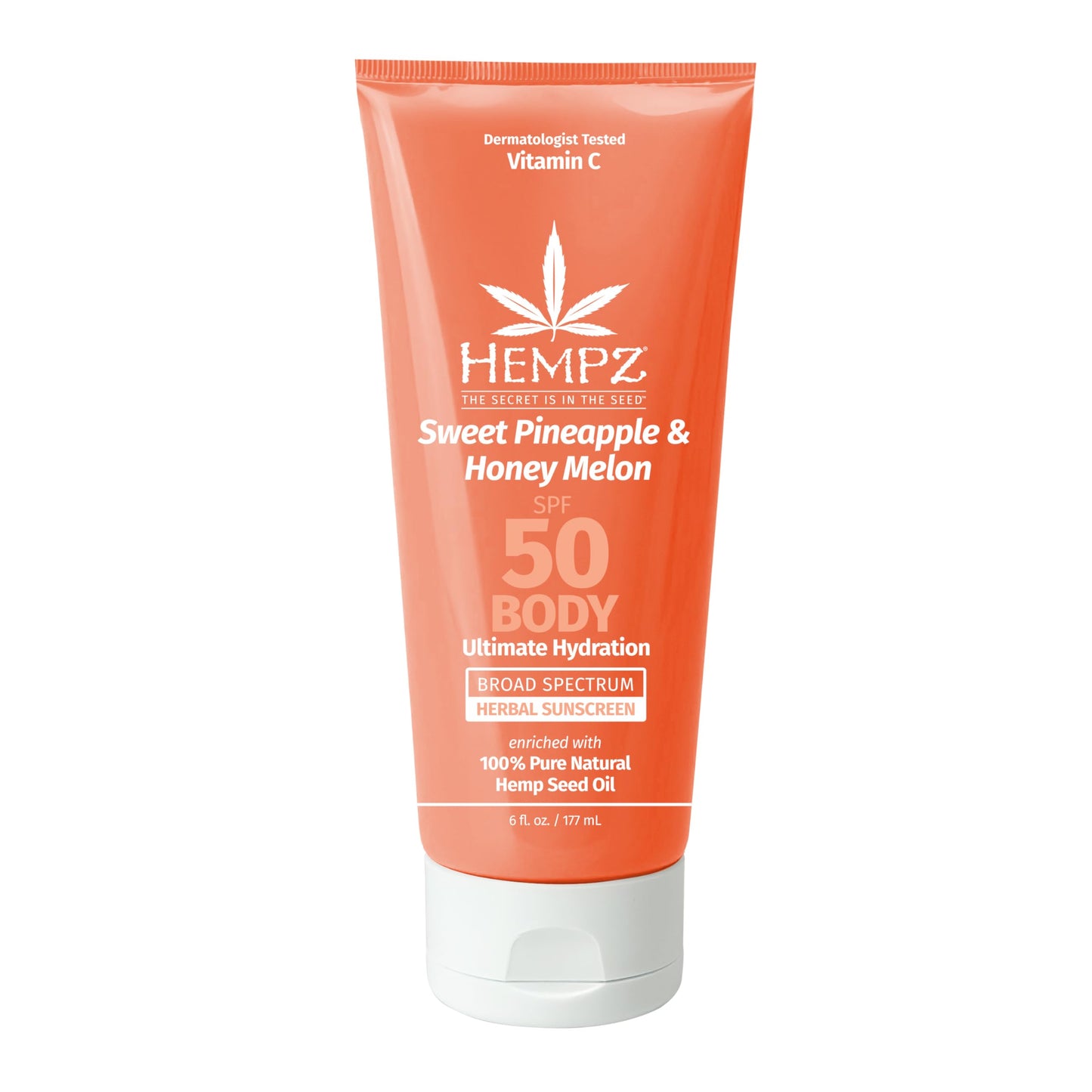 Hempz Daily Body Sunscreen SPF 50, Sweet Pineapple and Honeymelon, Reef Safe, Vegan, Dermatologist Tested, 6 oz