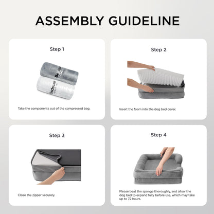 Bedsure Orthopedic Dog Beds Large Sized Dog - Washable Large Dog Cat Bed Waterproof, Comfort Dogs Couch Sofa with Washable Removable Cover, Pet Bed with Nonskid Bottom, Grey, 35"