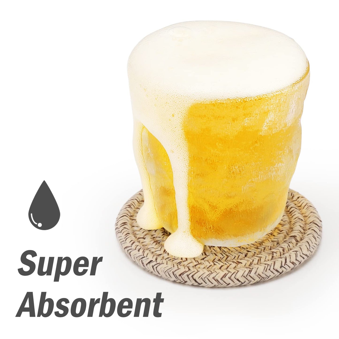 ABenkle 8 Pcs Drink Coasters with Holder, Cotton Woven Absorbent Coasters for Drinks, Minimalist Home Decor Coaster Set for Wooden Tabletop Protection Table, 4.3 inches Mixed Brown