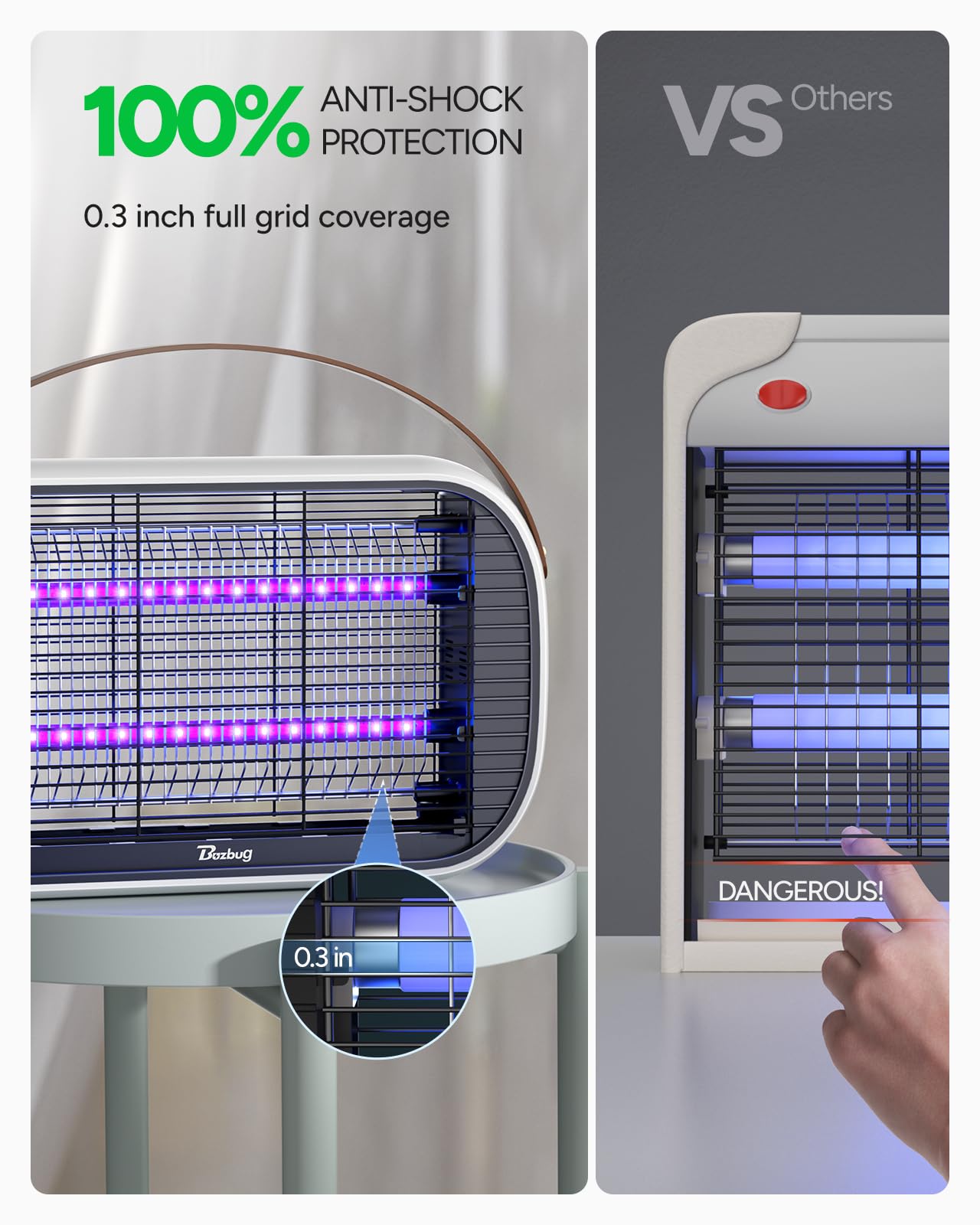 Buzbug LED Bug Zapper Indoor, 10 Years Lifespan Lamp Sustainable Less Power, Durable High-Voltage Electric Mosquito Zapper, Fly Trap Mosquito Trap, Fly Killer Fly Zapper -MA015B