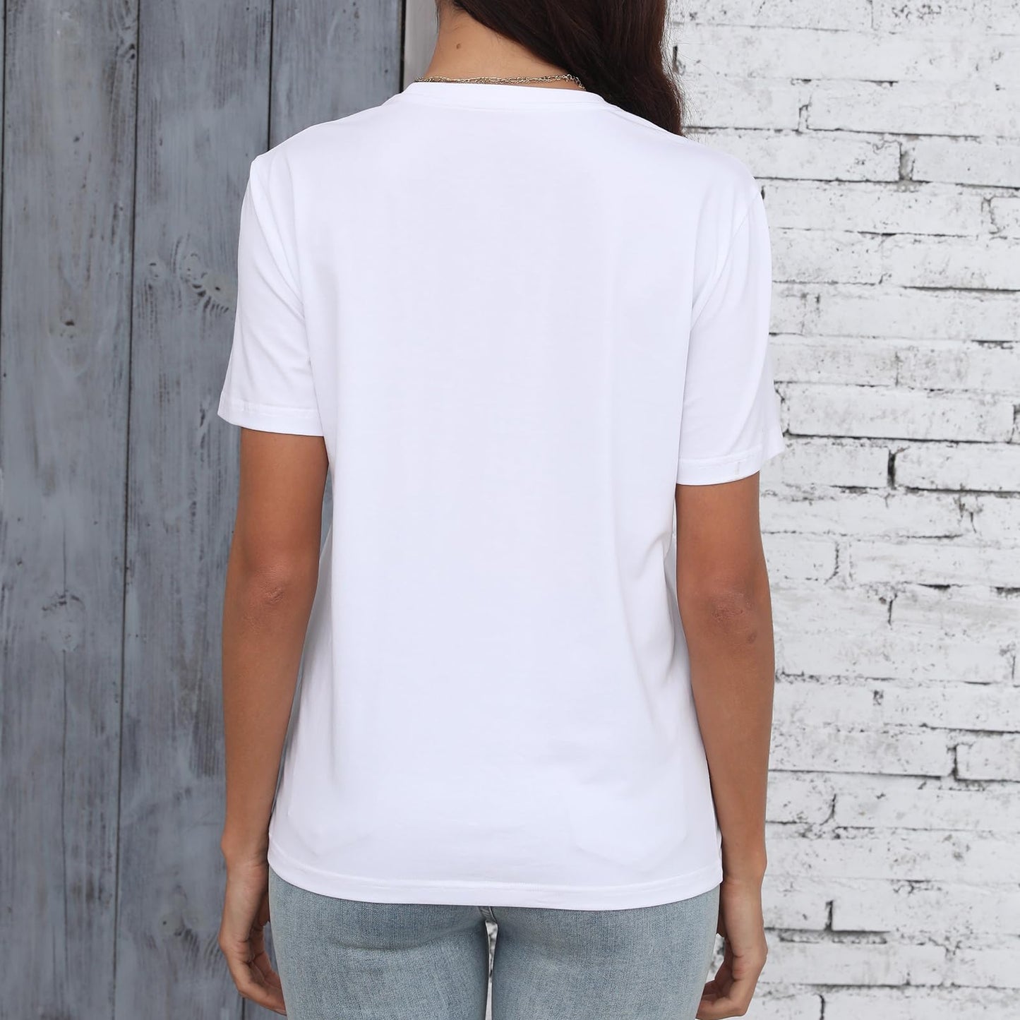 Abardsion Two Pack Basic Tees for Women Short-Sleeve Crewneck Plain Casual Loose Fitted Stretch Cotton T Shirts Tops(Black/White, S)